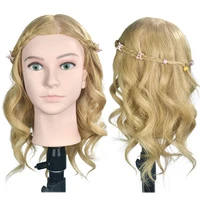 female 16 hairstyling training head hairdresser mannequin model natural human hair styling dolls with clamp sale