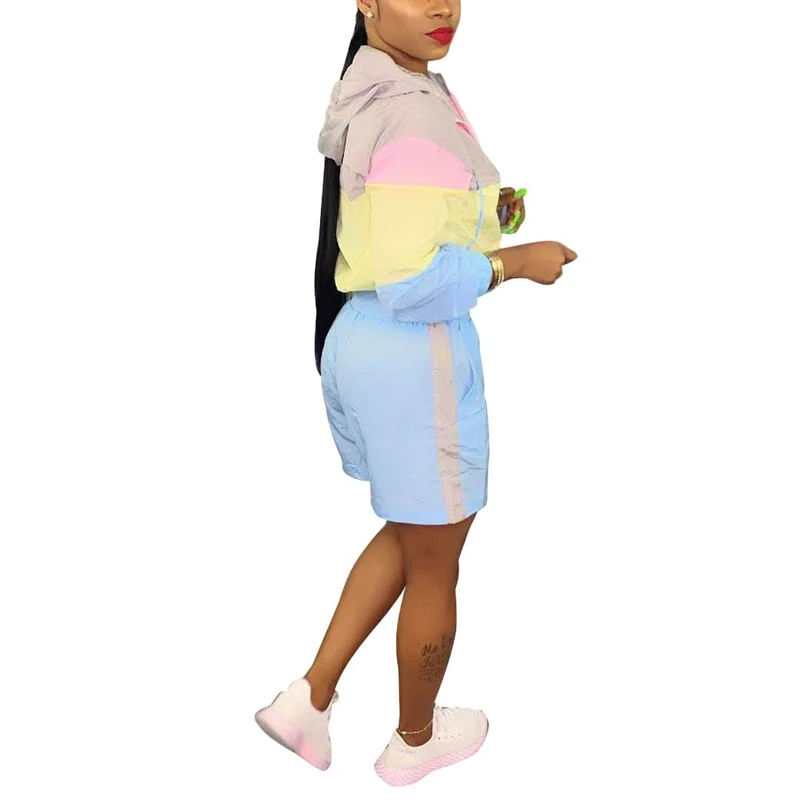 Новое поступление 2019 уличный модный цветной блок-комбинезон на молнии спереди с