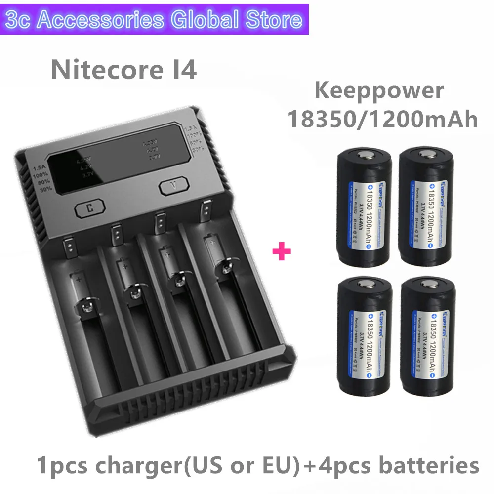 Keeppower 4 шт. 18350 1200 мАч P1835C2 Защищенный Литий ионный перезаряжаемый аккумулятор с