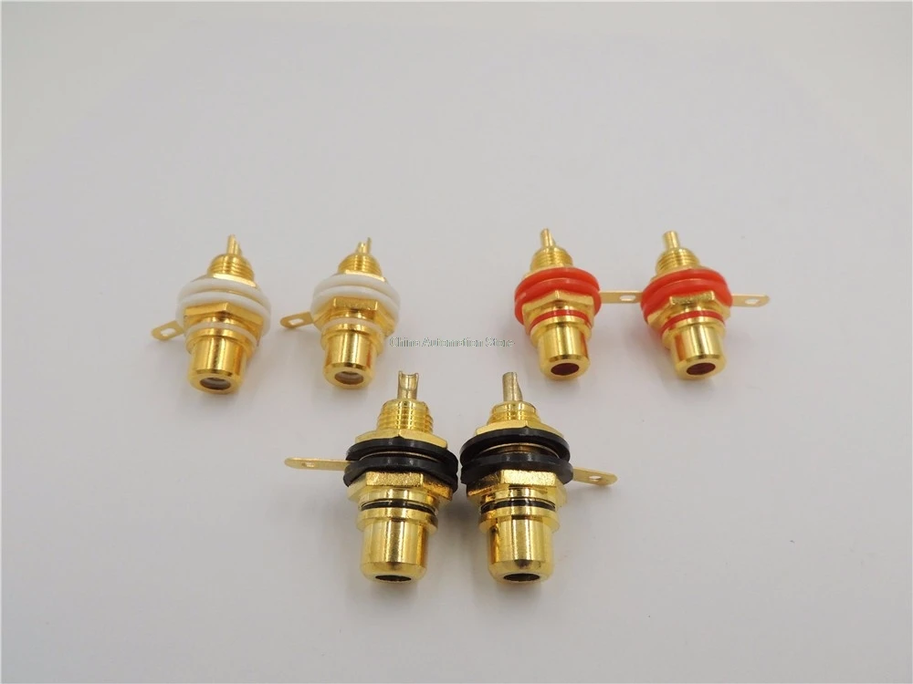 Позолоченное красное черное белое гнездо RCA для монтажа на панели шасси с