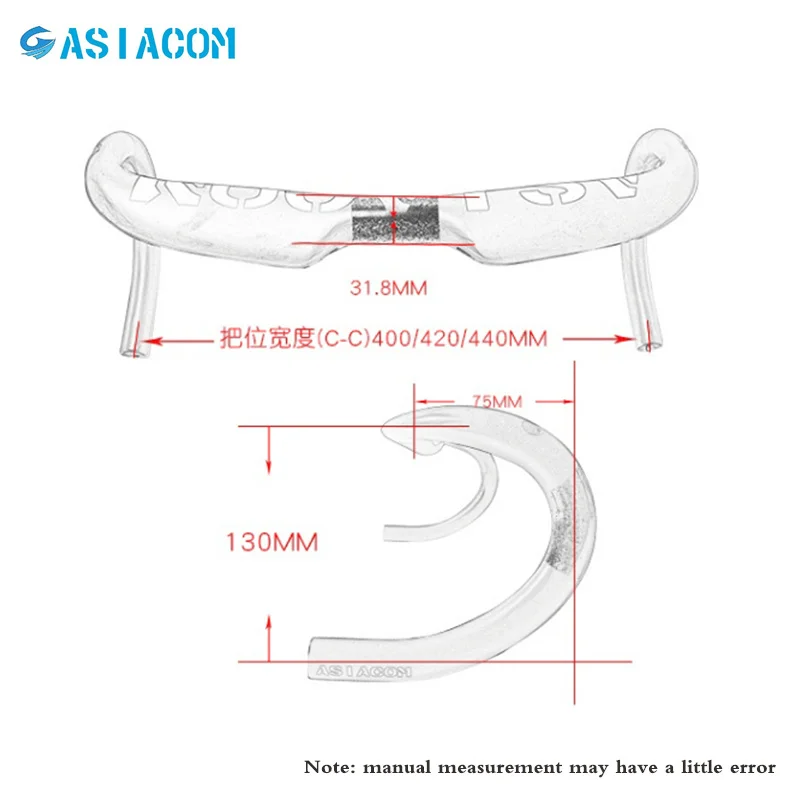 ASIACOM FULL carbon fiber Road Bicycles Curved handle 31.8*400/420/440M Handlebar/Bent Bar Internal wiring Race | Спорт и