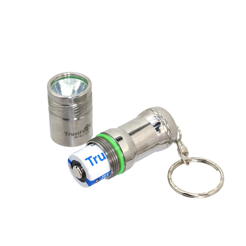 Trustfire мини Нержавеющая сталь брелок фонарик XM L 3 режима светодио дный Факел + CR123A