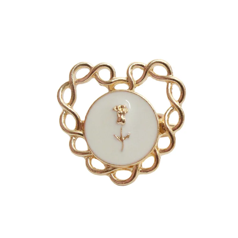 Корейские Простые полые цветочные эмалевые розы открытые Регулируемые кольца на