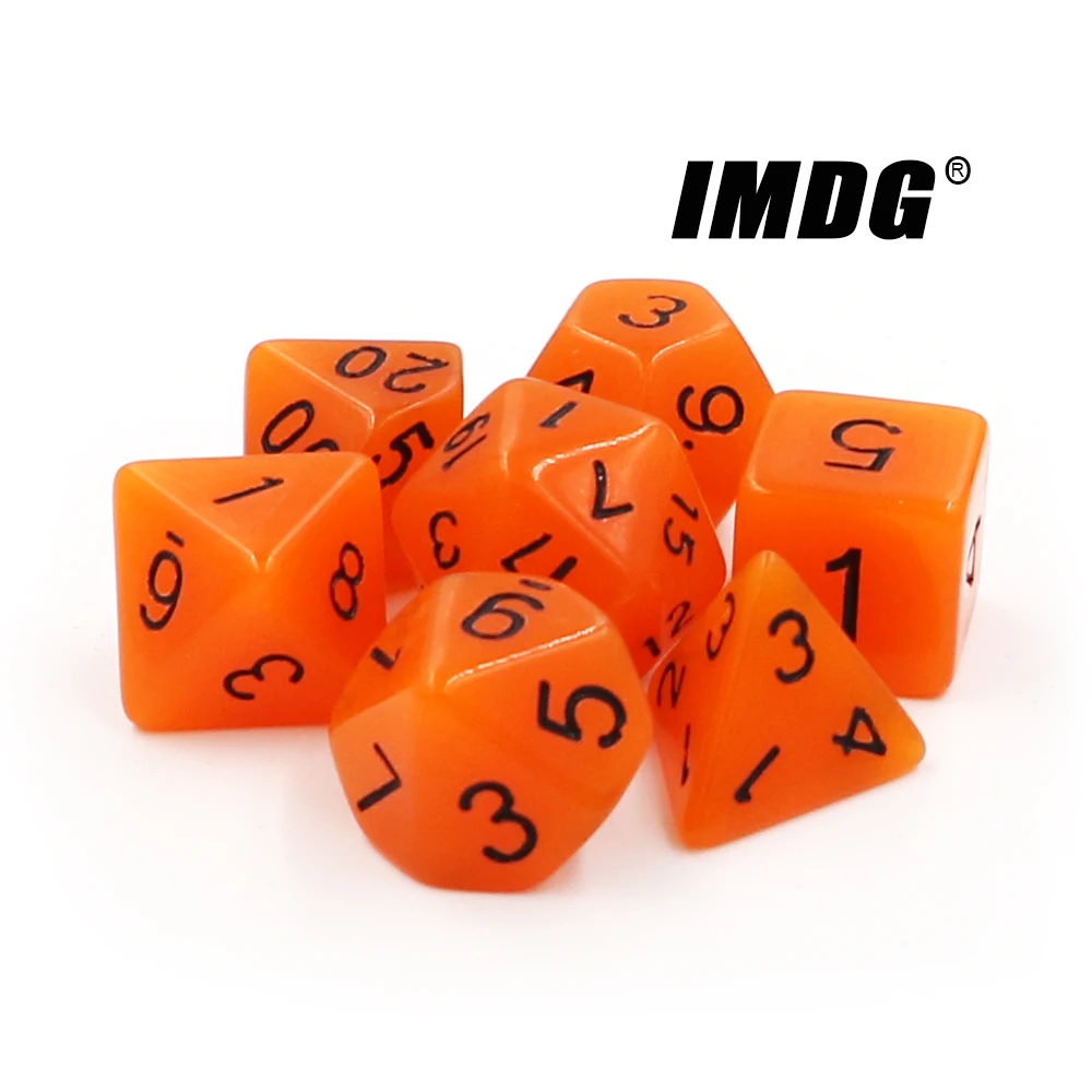 IMDG 7 шт./компл. многогранник ролевая игра в кости акриловые кости DND светящийся цифровые игра в кости с сумкой в комплекте