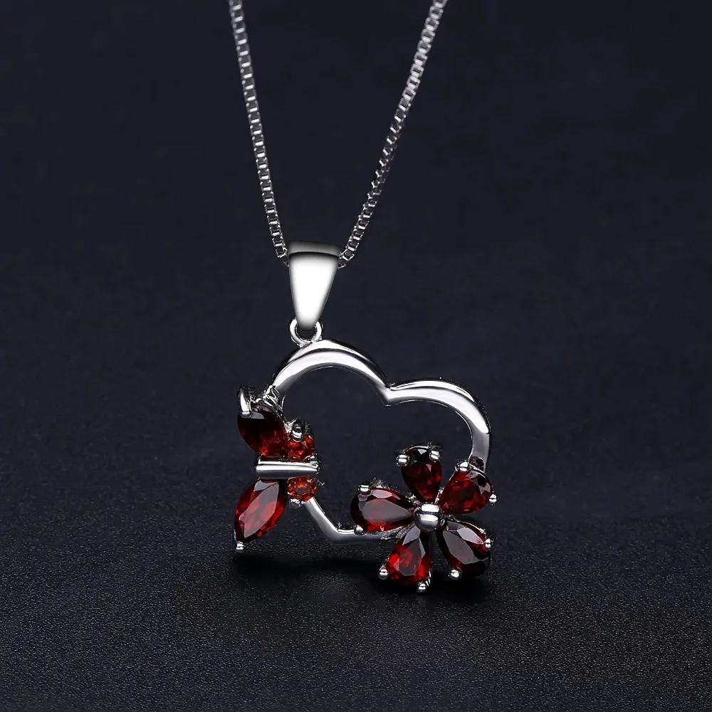 Женское ожерелье из серебра 100% пробы с натуральным гранатом|necklace silver pendant|necklaces
