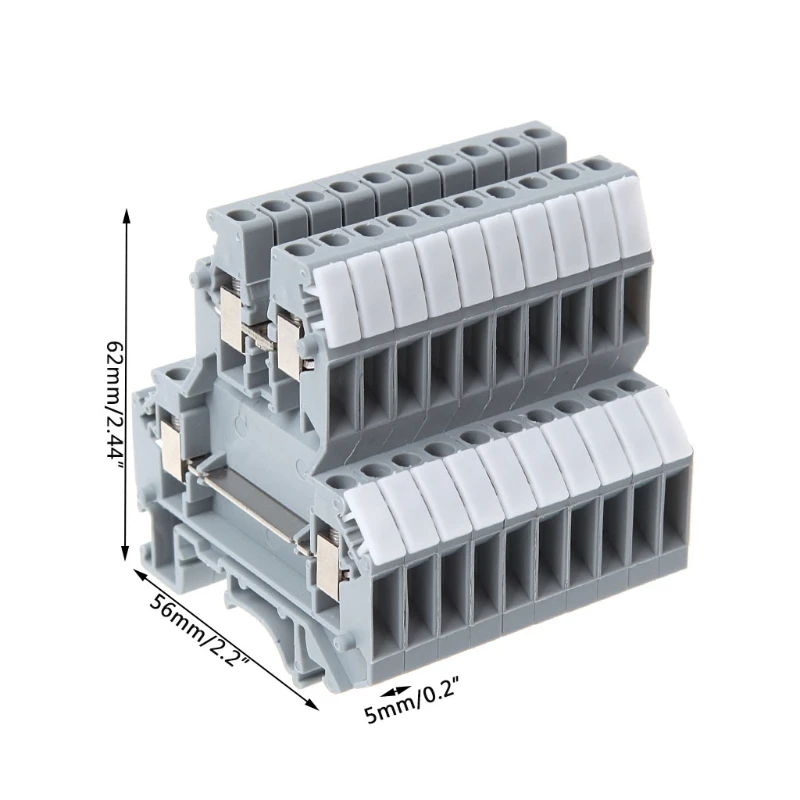 

50 Pcs UKK3 DIN Rail Double Level Dual Row Terminal Block 500V 25A 28-12AWG Gray for wires connecting of home appliances