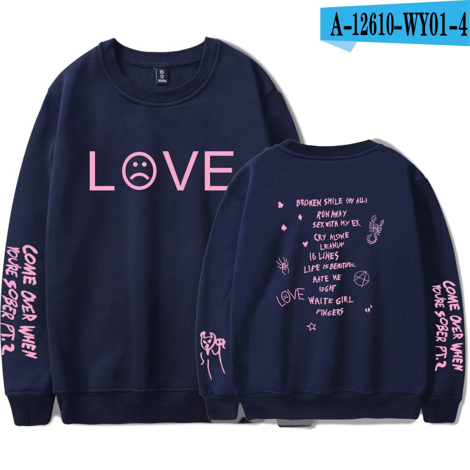 Синий Rep Lil Peep Женская и мужская весенняя одежда новая горячая распродажа Harajuku монолитным длинным рукавом толстовки с принтом Kpops Толстовка Мода 4XL - Цвет: Синий