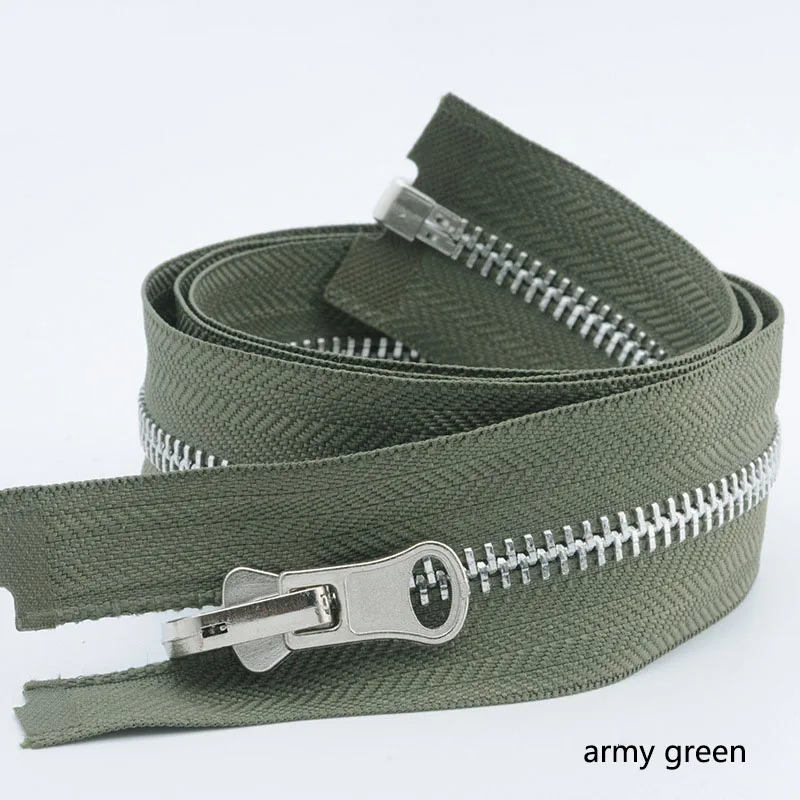army green Meetee 5# металлическая молния открытый конец двусторонний слайдер тянуть молнии портной DIY пальто куртка Одежда Швейные Ремесло поставка - Цвет: army green