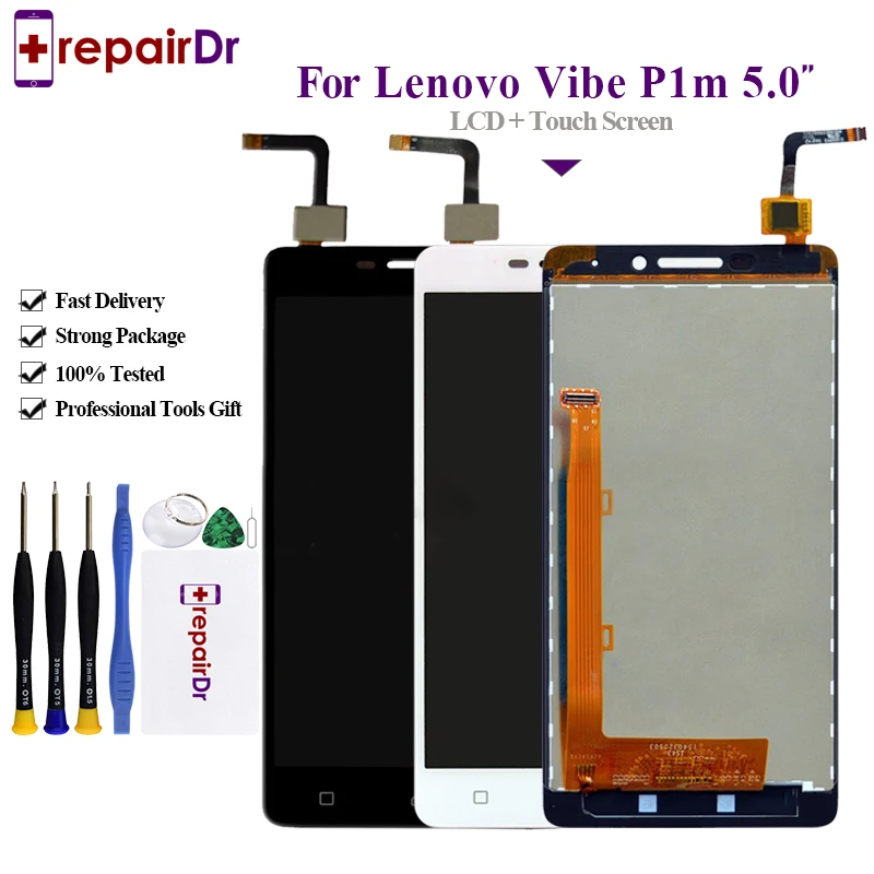 100% протестированный для Lenovo Vibe P1M ЖК дисплей сенсорный экран дигитайзер в сборе +