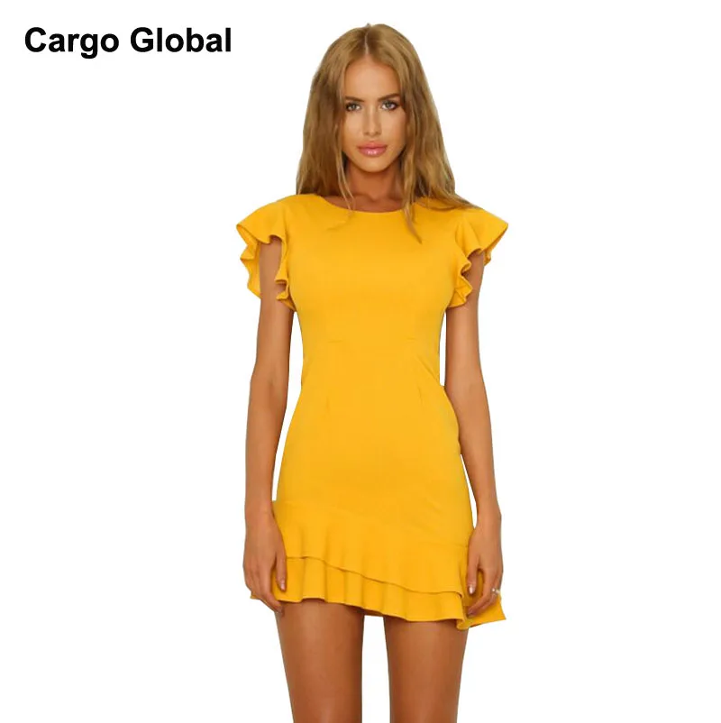 Элегантные женские вечерние платья с круглым вырезом и двойными оборками летнее