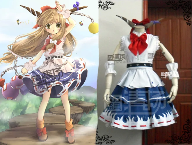 Костюм для косплея Touhou Project Ibuki Suika с аксессуаром волос 11 |