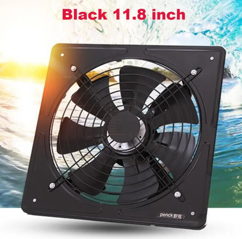 black 11.8 inch 220 В 11,8~ 15,7 дюймов вытяжной вентилятор высокоскоростной воздушный вытяжной оконный вентиляционный вентилятор для кухни вентилятор осевой промышленный настенный вентилятор - Цвет: black 11.8 inch
