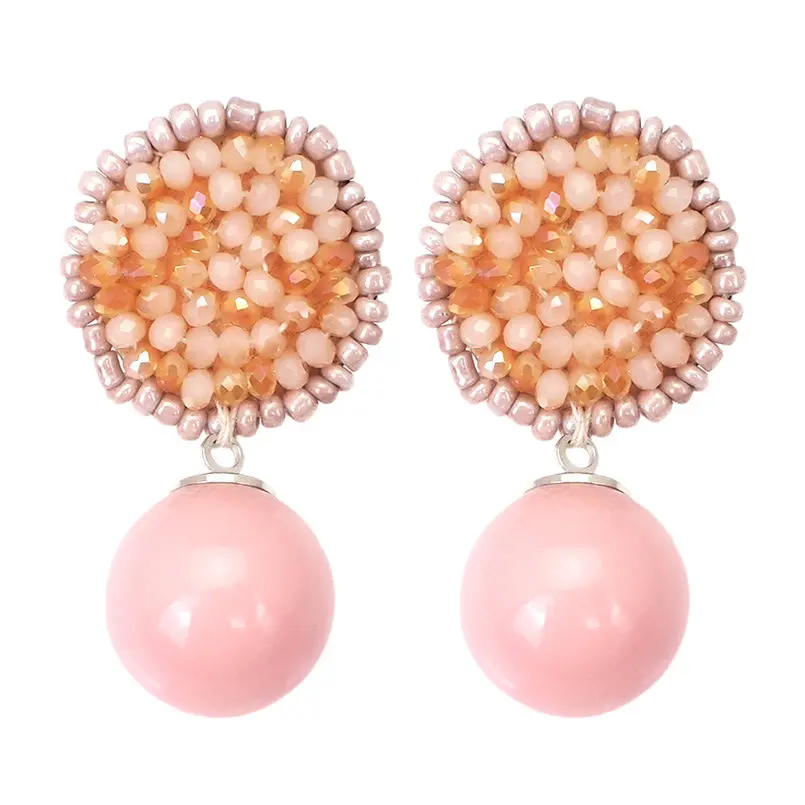pink Earrings MANILAI, женские серьги с подвеской из искусственного жемчуга, роскошные висячие серьги с хрустальными бусинами, свадебные подарки для девушек, ювелирные изделия - Окраска металла: pink Earrings