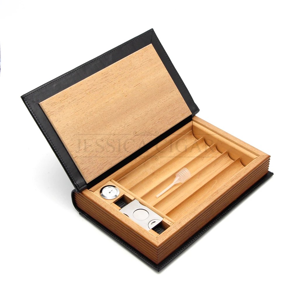 COHIBA гаджеты Сигары Кожаный чехол для хранения табака портативный 5 хьюмидор для сигар держатель с увлажнитель с гигрометром резак