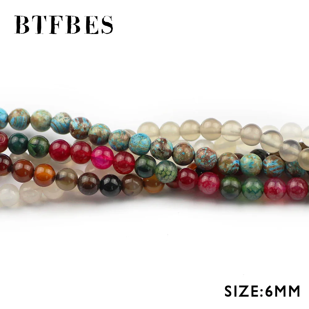BTFBES 6 мм натуральный камень серый черный красный турмалин Морган бородажные