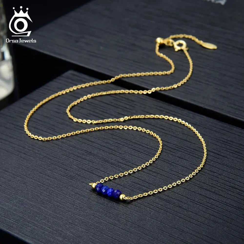 ORSA JEWELS кольцо из натурального камня ожерелье для женщин 18K позолота лазурит синий