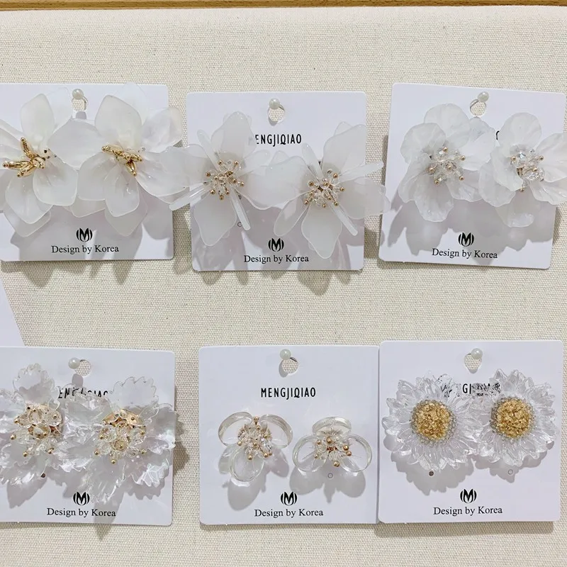 Женские серьги-гвоздики MENGJIQIAO Элегантные корейские прозрачные акриловые серьги
