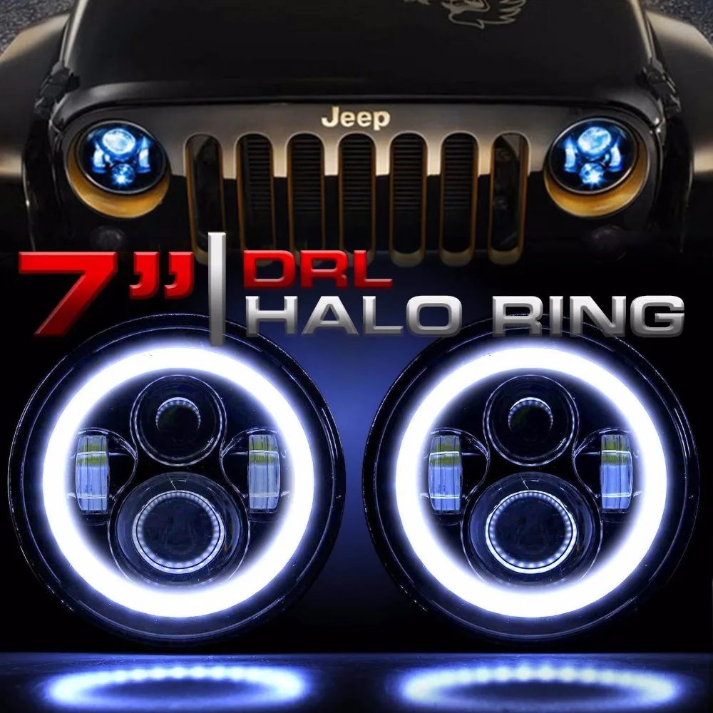 7 &quotдюймовый светодиодный фары для автомобиля Ангельские Глазки DRL ходовые огни