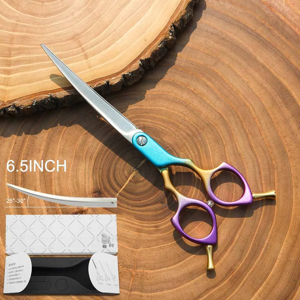 6.5 INCH Curved 2 Профессиональные ножницы для стрижки собак кривая 6 дюймов 6,5 дюймов изогнутые ножницы легкий вес многоцветный Япония 440C Kingbird Топ класс - Цвет: 6.5 INCH Curved 2