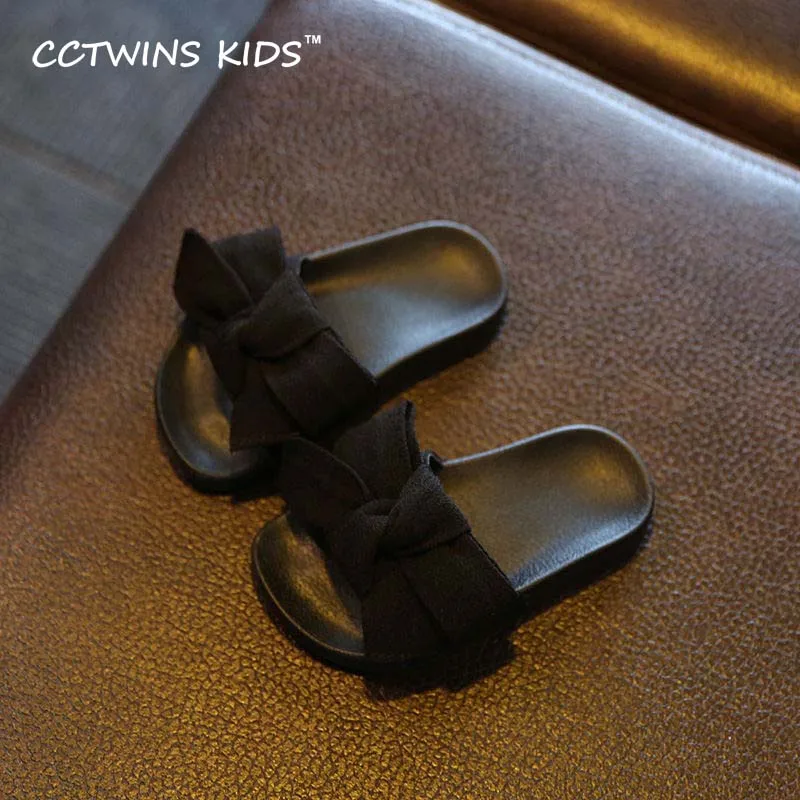 CCTWINS/ г.; летние детские повседневные пляжные сандалии с бантом для малышей; модные черные шлепанцы без застежки для маленьких девочек; B797 - Цвет: Черный