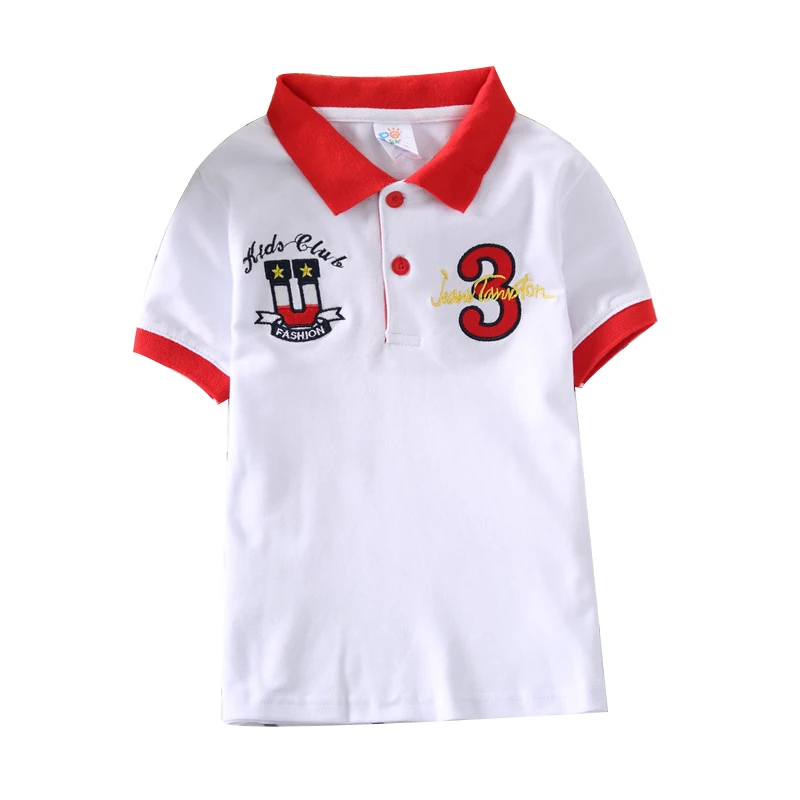 2017 новая хлопковая Футболка с вышивкой для мальчиков рубашка поло 3 7 лет детские