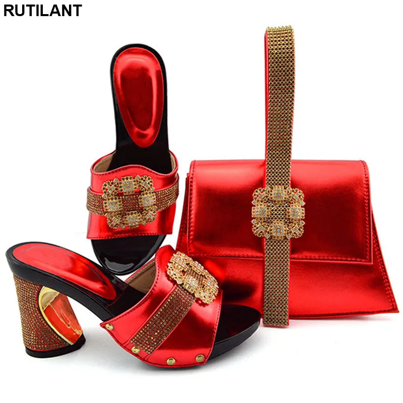 Latest Summer High Heeled Shoes for Women Italian Shoe and Bag Set Party In Nigerian Pumps with Purse | Обувь