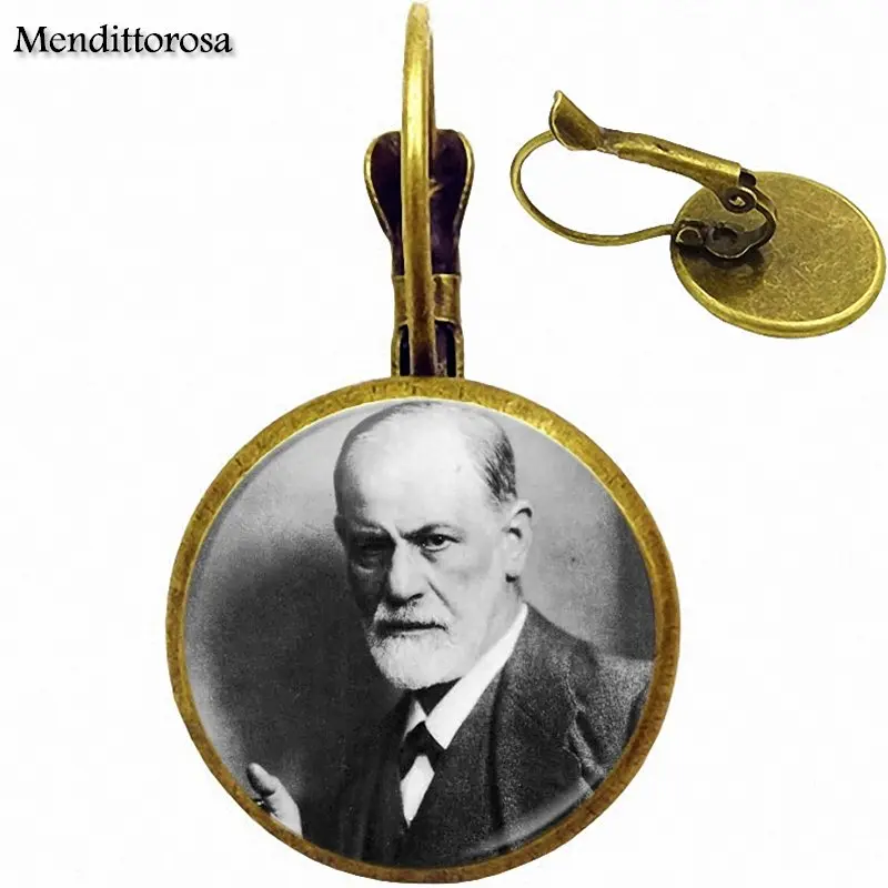 Стеклянный кабошон Sigmund Freud с бронзовым/серебряным/золотым зажимом