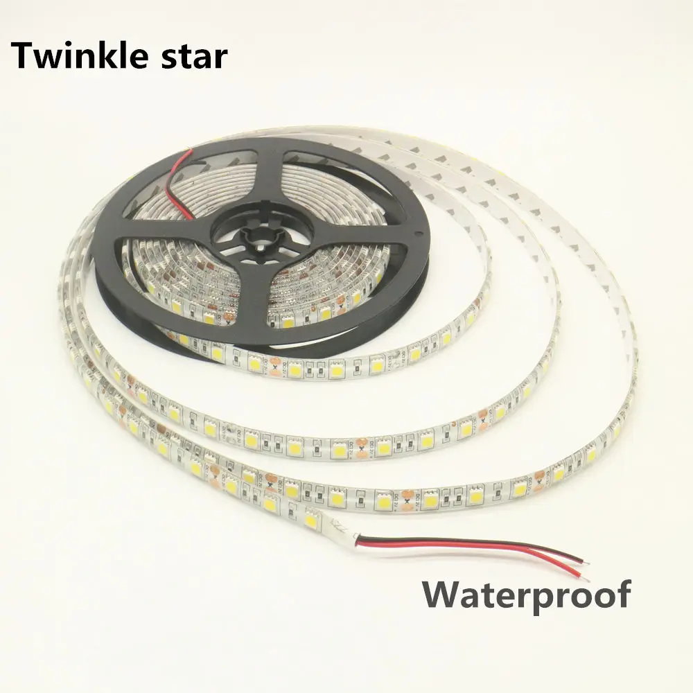 Светодиодные ленты светильник smd 5050 4000k 300led 5 м водонепроницаемый ip65 dc 12v Холодный естесственный белый гибкая светодиодная лента веревка дропшиппинг