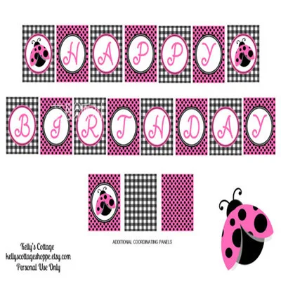 Прекрасный Мультфильм Божья коровка с днем рождения баннер Сетка Флаг