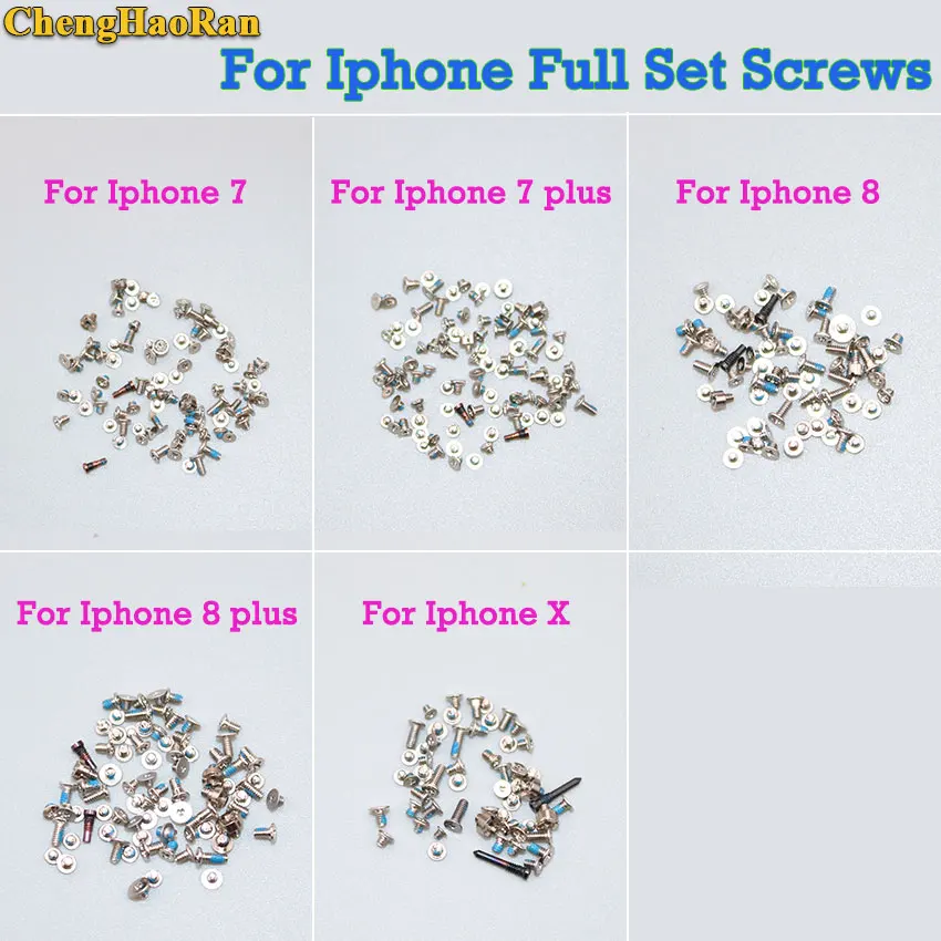 ChengHaoRan 1 мешок полный комплект винтов для iPhone 7 7plus 8 plus x ремонт болтов Мобильные