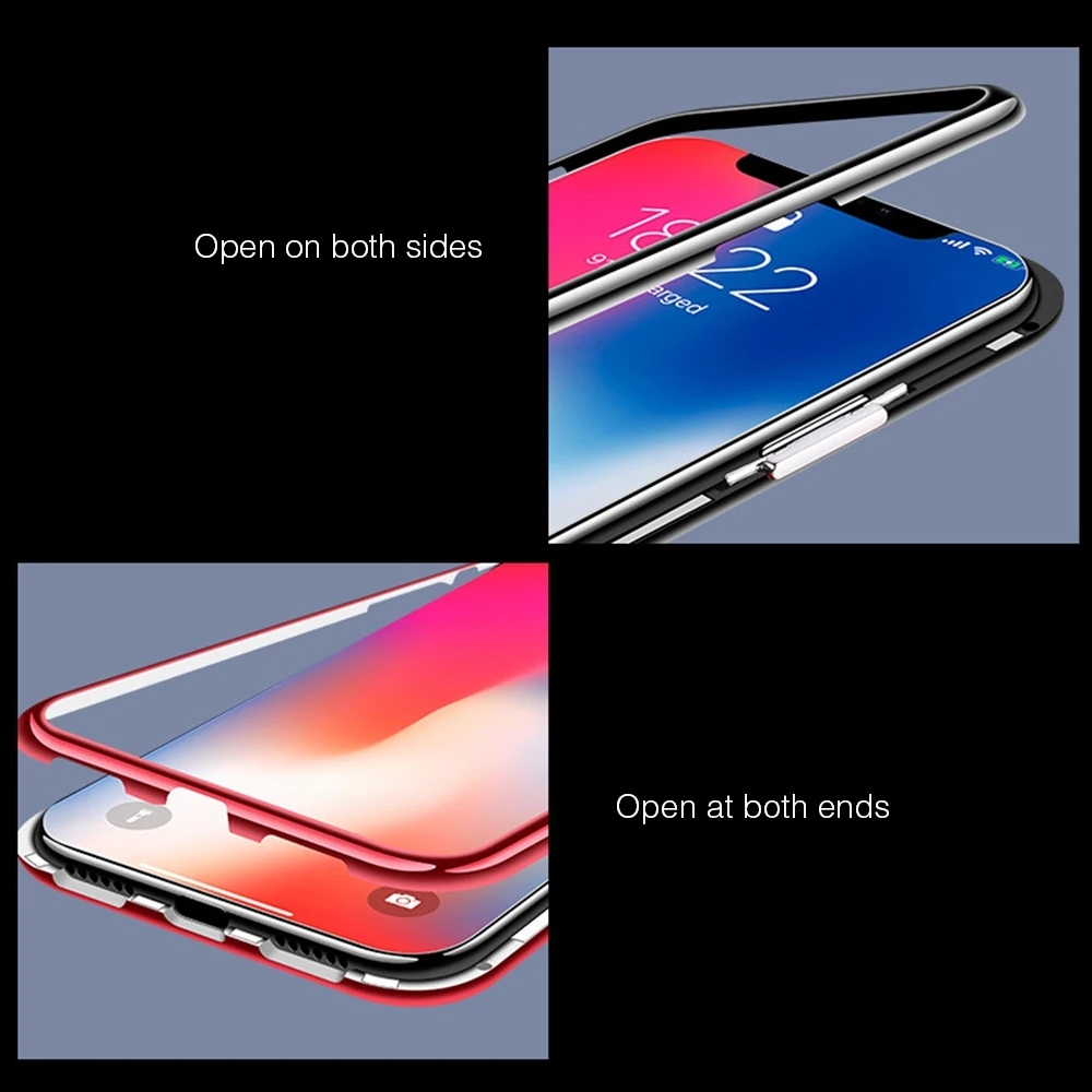 Металлический магнитный чехол OTAO для iPhone XR XS MAX X 8 Plus 7 чехлы с магнитной задней
