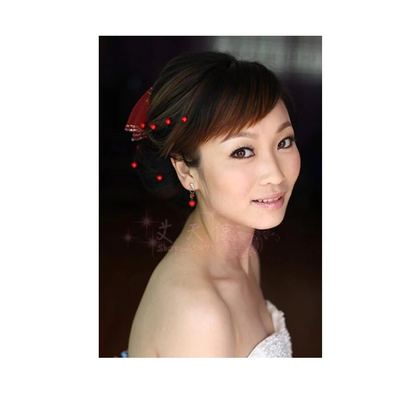 10 Шт. Красный Белый Жемчуг Заколки Женщины Шарм Свадебные Партия Ювелирные Accessries