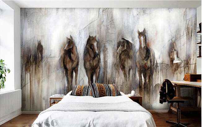 Обои на заказ с изображением лошади ретро Абстрактная живопись лошадей для