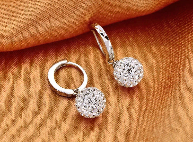 Pinksee серебряные серьги гвоздики Роскошные супер блестящие в виде прозрачных