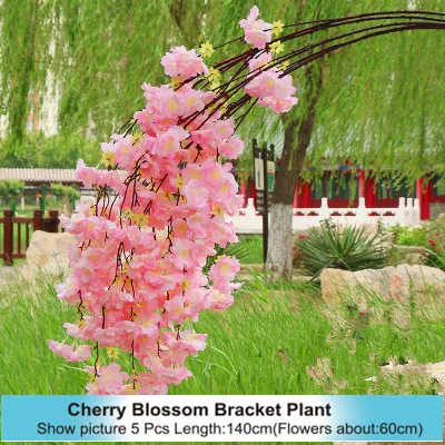 Bracket Plant High Densities 4 6 fork Fake Cherry Blossom Flower Branch Begonia Sakura Tree Stem for Event Wedding Tree Deco Artificial Decora - Цвет: Bracket Plant