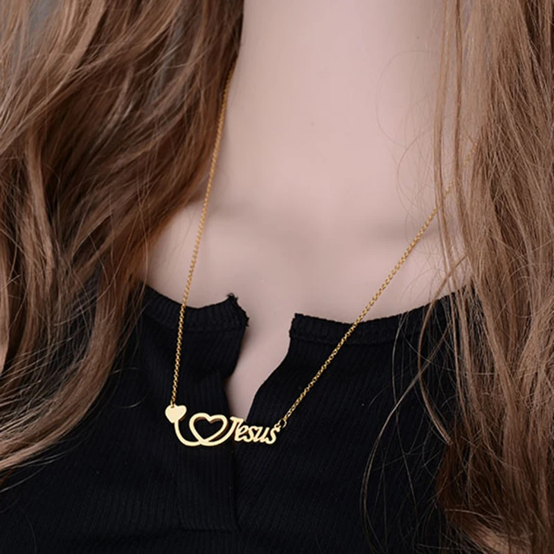 Новое поступление 2020 ожерелье макси из нержавеющей стали кулон Я люблю Иисуса в
