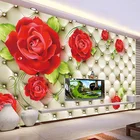 Пользовательские Классические фото обои 3D тисненые мягкая упаковка красная роза красивые цветы росписи гостиной Свадебный дом домашний декор Фреска