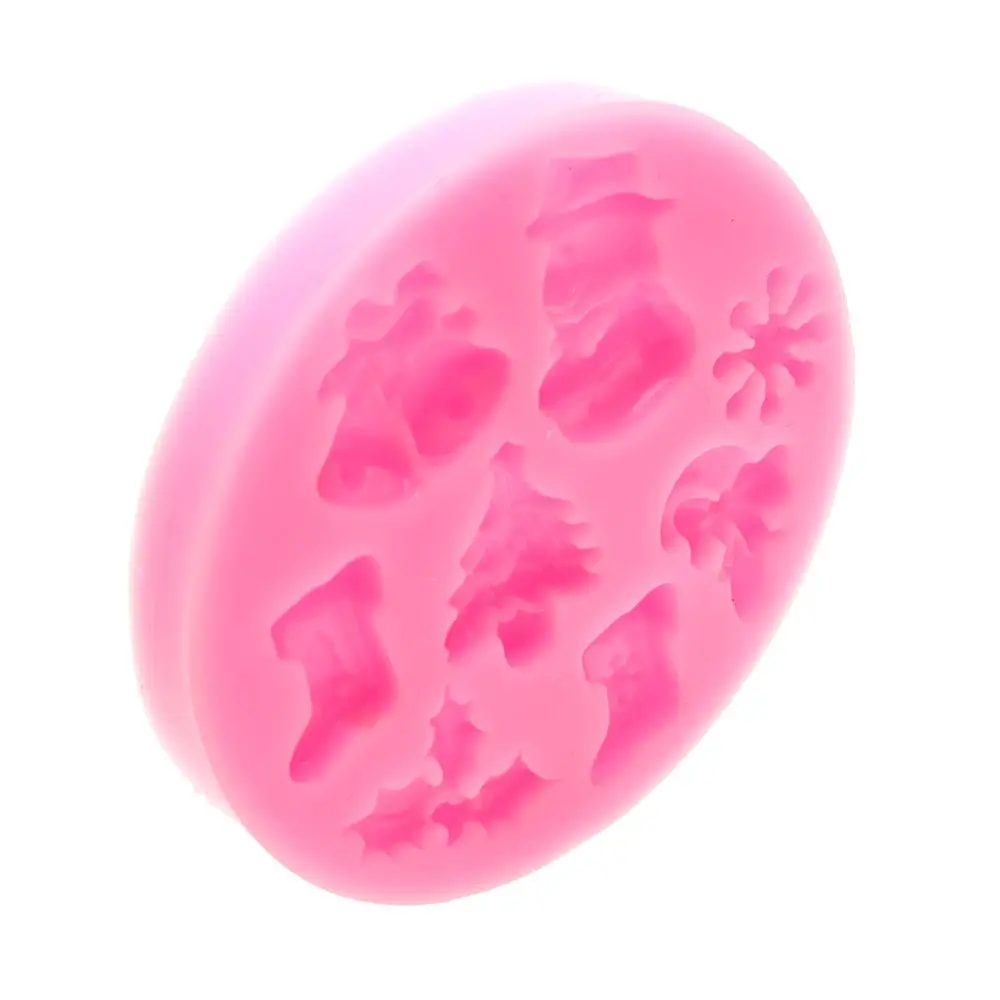 Еда Класс 3D новогодних ёлок/звонок/Снеговик/снежинка/носки Форма силиконовые