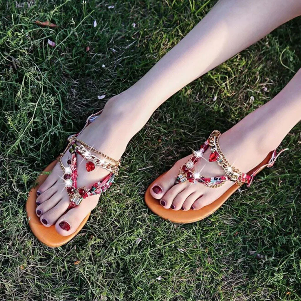 SAGACE модные женские босоножки обувь на плоской подошве сандалии богемные с