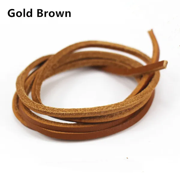 Gold Brown Кожаные шнурки высокого качества; мокасины; кожаная обувь из воловьей кожи; повседневные шнурки; Розничная и ; Прямая поставка - Цвет: Gold Brown