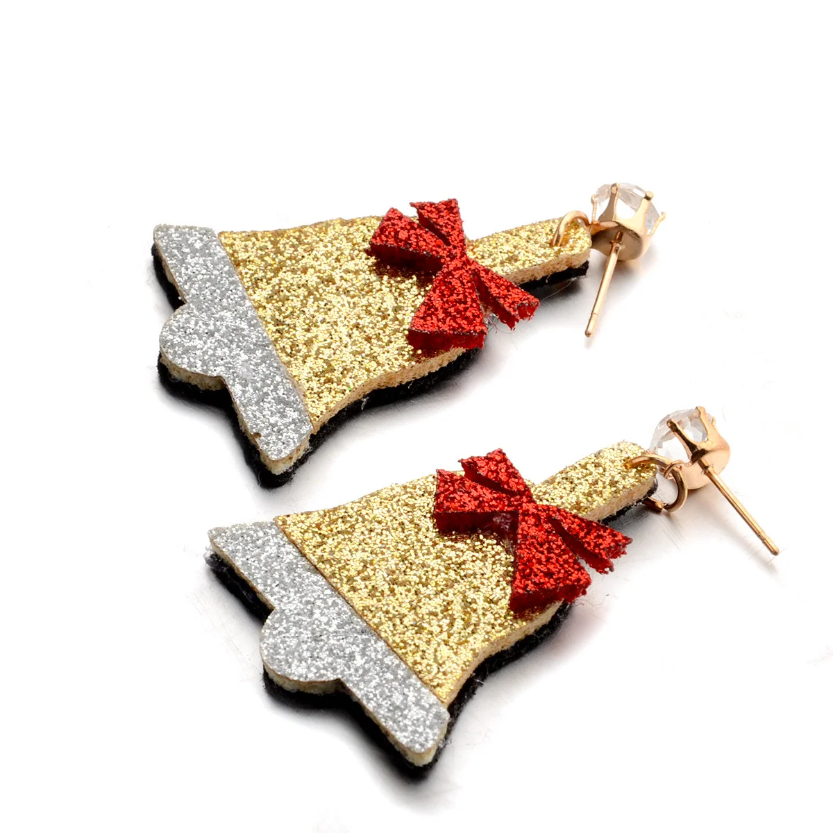1 Pair Creative Christmas Dangle Earrings Shiny Jingle Bell Ear Studs Fashion Jewelry For Women Girls Colorful | Украшения и