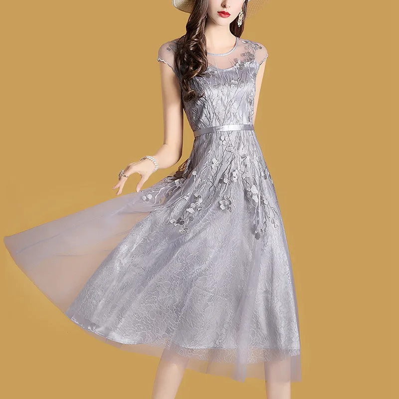 2018 новые женские летние платье одежда модная сексуальная тонкая талия газовое с