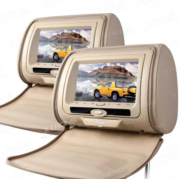 XTRONS Cream 2x7 &quotцифровой экран на молнии подголовник автомобиля DVD плеер USB FM игровой