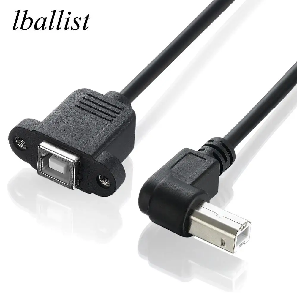 Lballist 90 градусов Тип B папа к Type Женский USB 2 0 Принтер удлинитель с винтовой панелью