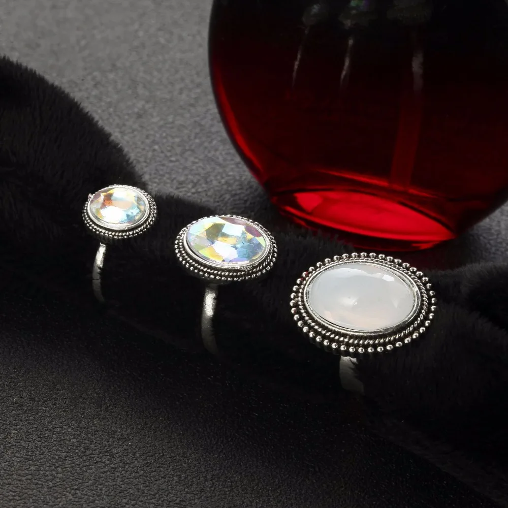 Бохо большой Опаловый камень красочный комплект колец на фалангу для женщин