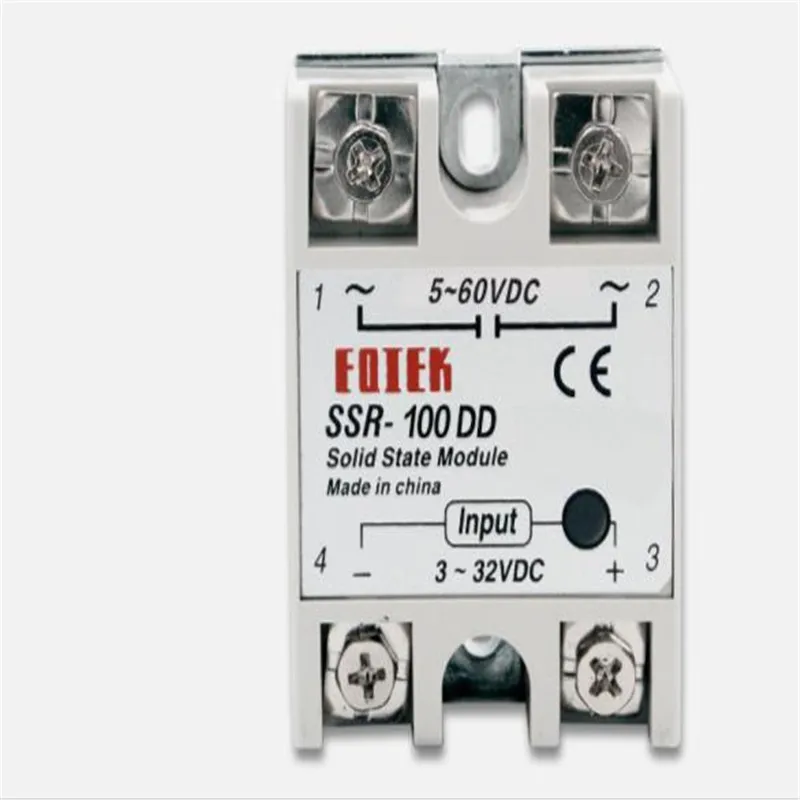200 шт./лот DC-управляемый постоянный ток, DC-DC12V24V60V Бесконтактное реле, SSR-100DD твердотельное реле