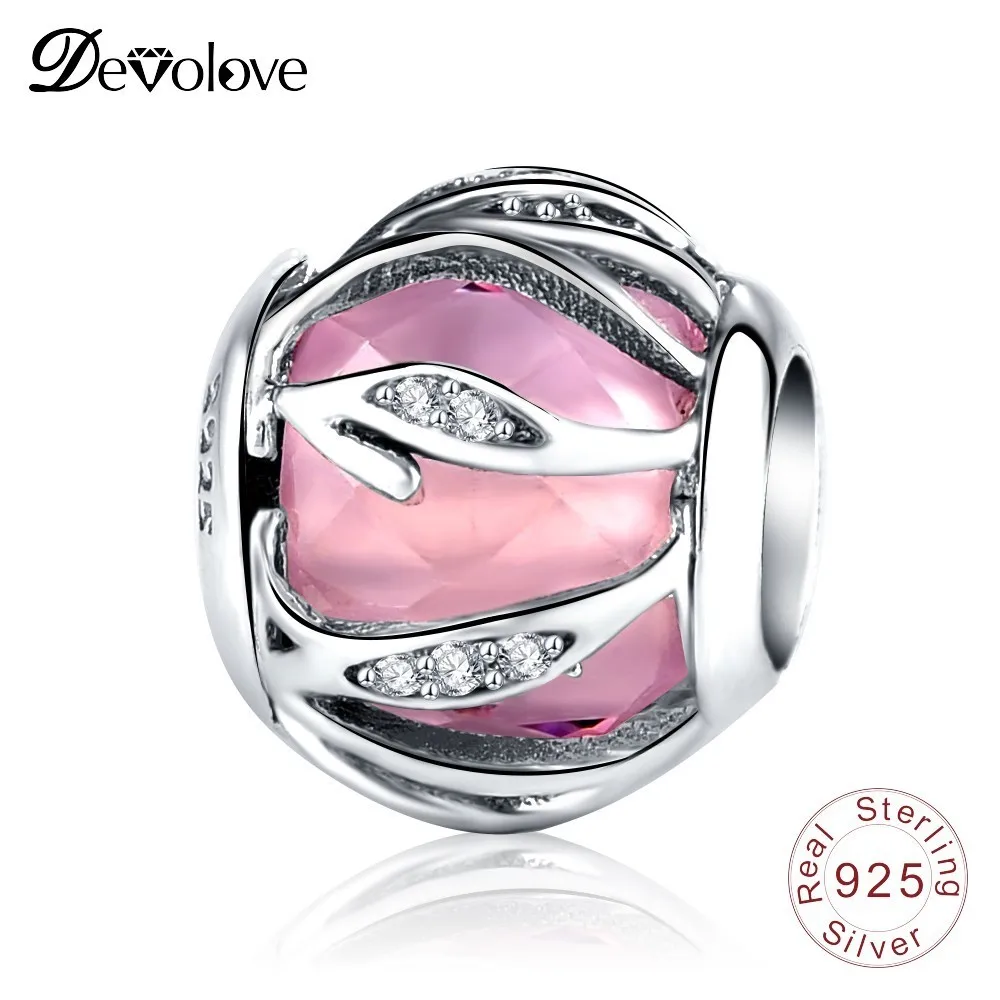 Devolove 925 пробы Серебряные ювелирные изделия Модные Розовые природы сияние CZ