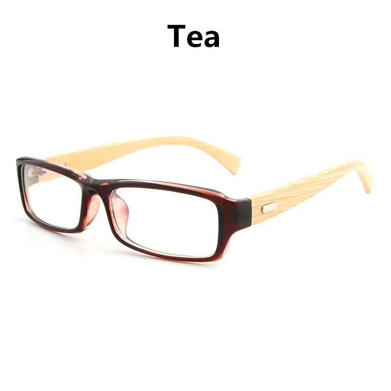 Tea HDCRAFTER винтажные оправы для очков квадратная бамбуковая оправа для очков для мужчин и женщин Оптические очки с деревянными дужками оправа с прозрачными линзами - Цвет оправы: Tea