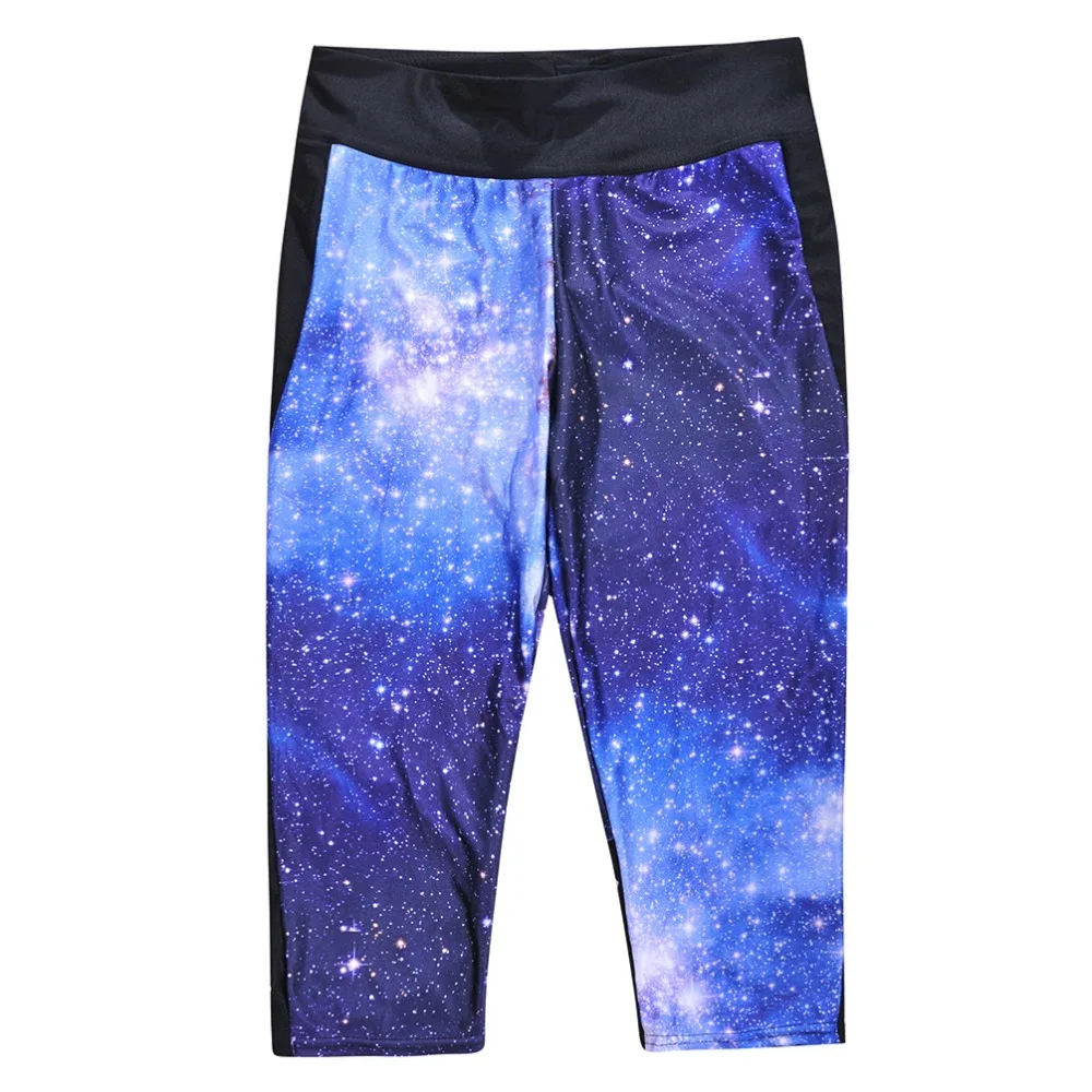 Модные женские брюки с 7 точками Новые укороченные Леггинсы галактика небесная