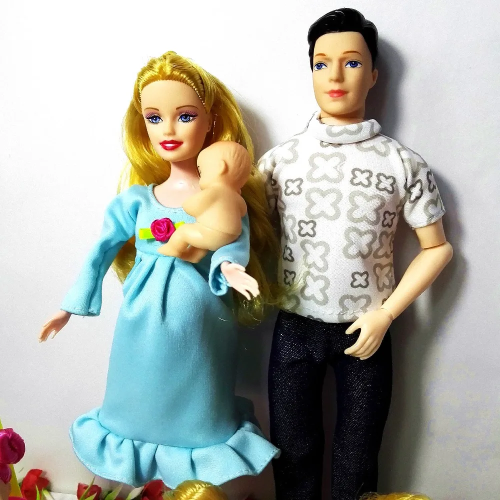 Модные куклы, игрушки для семьи, 6 человек, костюмы для кукол, 1 мама/1 Папа/3, маленькая девочка Келли/1 ребенок, сын/2, детская коляска, настоящая кукла для беременных, подарки